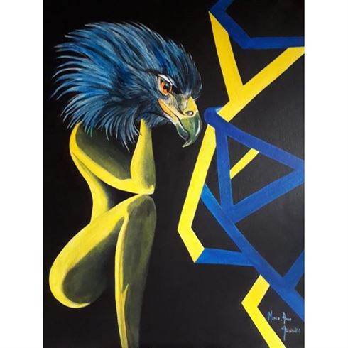L'oiseau bleu - Toile acrylique 61x82 par Marie-Ange Amatulli