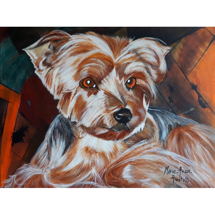 Un amour de petit chien - Toile acrylique 41x35 par Marie-Ange Amatulli